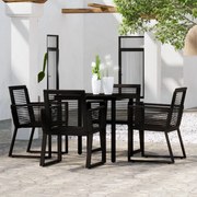 5 pcs conjunto de jantar para jardim preto