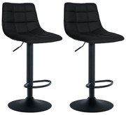 Conjunto de 2 bancos altos Jerry em couro sintético com estrutura preta 87-108,5 x 43 x 46,5 cm Preto