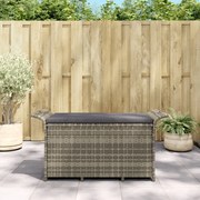 vidaXL Banco de jardim com almofadão 116x46x57 cm vime PE cinzento