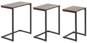 HOMCOM Conjunto 3 Mesas Auxiliares Forma C Pés Aço Design Moderno Práticas Compactas 45x30x60cm 40x28x56cm 34x25x50cm Marrom Rústico | Aosom Portugal