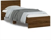 vidaXL Estrutura cama cabeceira/luzes LED 90x190 cm carvalho castanho