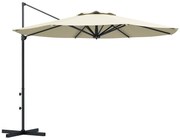 Outsunny Chapéu de Sol Excêntrico Ø294x242 cm Chapéu de Sol com Altura Ajustável Mastro Giratório 360° Ângulo Ajustável Creme