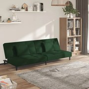 vidaXL Sofá-cama 2 lugares com duas almofadas veludo verde-escuro