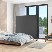 Biombo Divisória de ambientes 184 x 30 x 184 cm com painel único, tela de privacidade larga com rodas bloqueáveis Cinzento