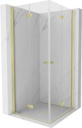 Mexen Mist-F Duo cabine de duche dobrável 90 x 90 cm, transparente, ouro escovado - 8A6-090L-090P-55-00