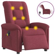 vidaXL Poltrona reclinável de massagens elétrica tecido vermelho tinto