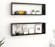 Estantes parede cúbicas 2 pcs deriv. madeira 80x15x26,5cm preto