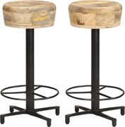 vidaXL Bancos de bar 2 pcs 66 cm madeira de mangueira maciça