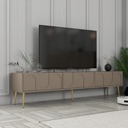 Móvel de TV "Lyon" – Taupe e Dourado – 180x43x35 cm – Design Elegante