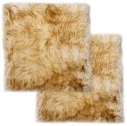 vidaXL Almofadas cadeira 2 pcs 40x40cm pele carneiro castanho mesclado