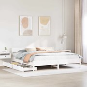 Cama sem colchão 160x200 cm madeira de pinho maciça branco