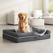 Cama ortopédica para cães com rebordo elevado 106 x 80 x 25 cm Cinzento escuro