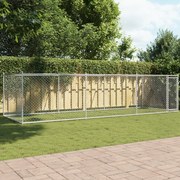 vidaXL Jaula para cão com porta 6x2x1,5 m aço galvanizado cinzento