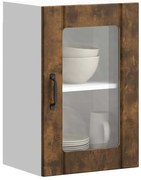 vidaXL Armário de parede de cozinha porta vidro Lucca carvalho fumado