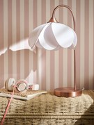 Candeeiro de mesa com abat-jour em forma de flor e base em metal, para criança bege