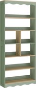 HOMCOM Estante, prateleira de arrumação com 6 níveis e 6 compartimentos abertos, 76 x 23,8 x 180 cm, madeira natural e verde | Aosom Portugal
