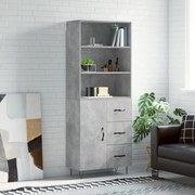 vidaXL Armário alto 69,5x34x180 cm derivados de madeira cinza cimento