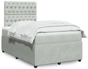 vidaXL Cama boxspring c/ colchão 120x200 cm veludo cinzento-claro