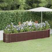 vidaXL Canteiro elevado jardim 368x80x68cm aço revestido a pó castanho