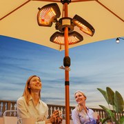 Aquecedor por Infravermelhos para Chapéu de Sol 2400W Aquecedor Exterior Elétrico de Alumínio com 3 Níveis de Aquecimento Ø55x8 cm Preto