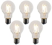 Conjunto de 5 lâmpadas LED E27 reguláveis A60 transparentes 4,5W 500 lm 2700K