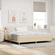 vidaXL Cama Box com colchão com cabeceira Creme 200 x 200 cm Poliéster