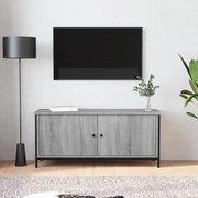 vidaXL Móvel TV c/ portas 102x35x45 cm deriv. madeira cinzento sonoma