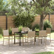 vidaXL Conjunto de Jantar de Jardim de 7 Peças Bege em Rattan Sintético