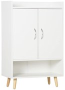 HOMCOM Sapateira Moderna 2 Portas para 12 Pares Sapatos 4 Prateleiras Organização Entrada 60x30x92cm | Aosom Portugal