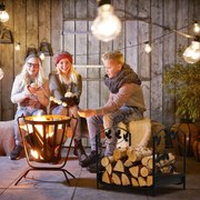 Suporte para lenha com alça conveniente para lareira, fogão e fogueira