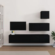 vidaXL Conjunto móveis de TV 4 pcs madeira processada preto
