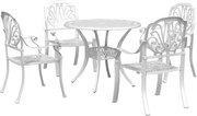 vidaXL 5 pcs conjunto de jantar para jardim alumínio fundido branco
