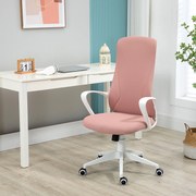 Cadeira de Escritório Ergonómica com Altura Ajustável Função de Inclinação e Encosto Alto 62x56x110-119,5 cm Rosa