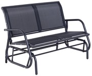 Baloiço de 2 Lugares Cadeira de Balanço de Jardim Tubo de Metal e Teci