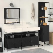 vidaXL Conjunto de móveis de banheiro - 4 peças - em carvalho preto, feito de madeira engenheirada