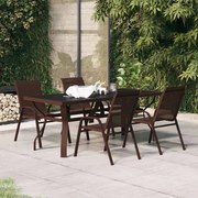 vidaXL 5 pcs conjunto de jantar para jardim castanho e preto