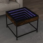 vidaXL Mesa de centro luzes LED Infinity 50x50x41 cm carvalho fumado