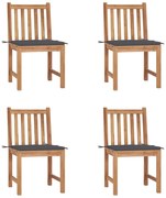 vidaXL Cadeiras de jardim c/ almofadões 4 pcs madeira de teca maciça