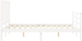 Cama sem colchão 140x200 cm madeira de pinho maciça branco