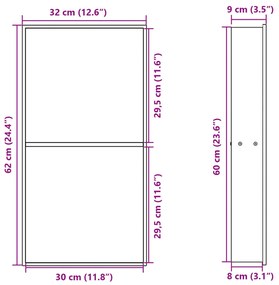 Nicho parede p/ duche 32x62x9 cm aço inoxidável prata escovada
