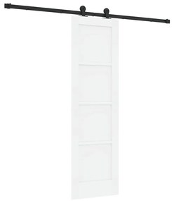 Porta Deslizante com Conjunto de Hardware 'ORKDAL'Branco Madeira Sólid