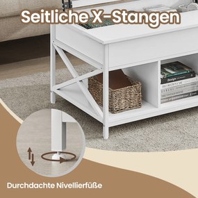 Mesa de centro com altura ajustável 60 x 100 x (48-62) cm Branca