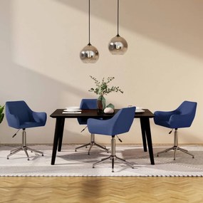vidaXL Cadeiras de jantar giratórias 4 pcs tecido azul