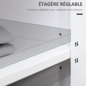 Cómoda com 2 portas e prateleira ajustável em altura, 2 gavetas, 100 x 40 x 85 cm, branca e com acabamento em imitação de madeira