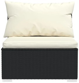 4 pcs conjunto lounge de jardim c/ almofadões vime PE preto