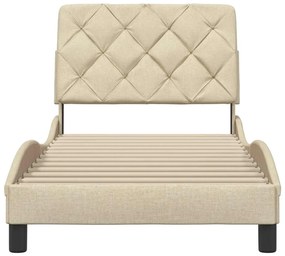 Estrutura de cama sem colchão 90x190 cm tecido creme