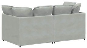 Sofá modular com almofadas veludo cinzento-claro