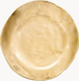 Prato de sobremesa artesanal em porcelana com rebordo dourado