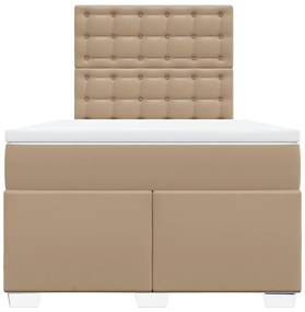 Cama boxspring c/ colchão 120x190cm couro artificial cappuccino