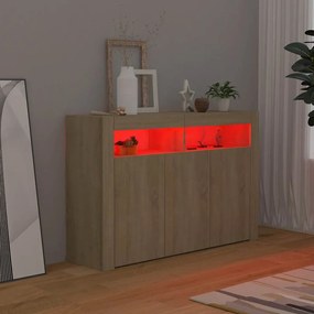 Aparador com luzes LED 115,5x30x75 cm carvalho sonoma